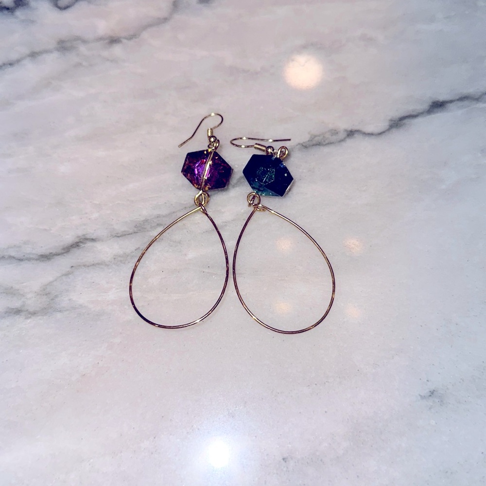 Dual Colored Gem Earrings